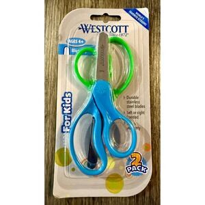Westcott Kids Scissors 2 Pack Blue Green New Blunt Tip Ambidextrous 13168
